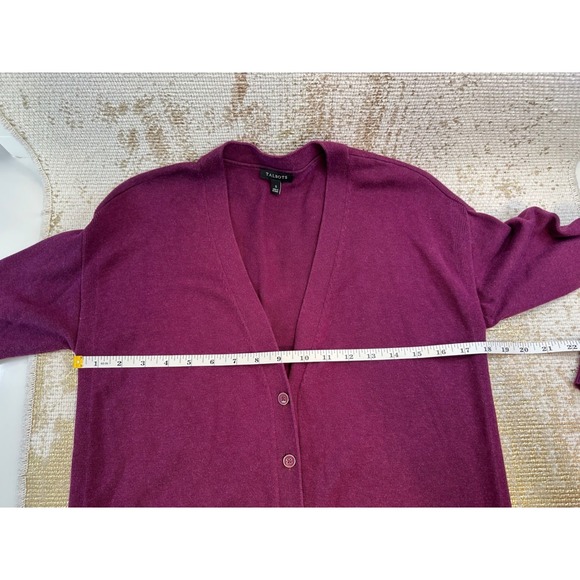 TALBOTS Purple V-Neck Button Front Girlfriend Cardigan | Small - Picture 10 of 11